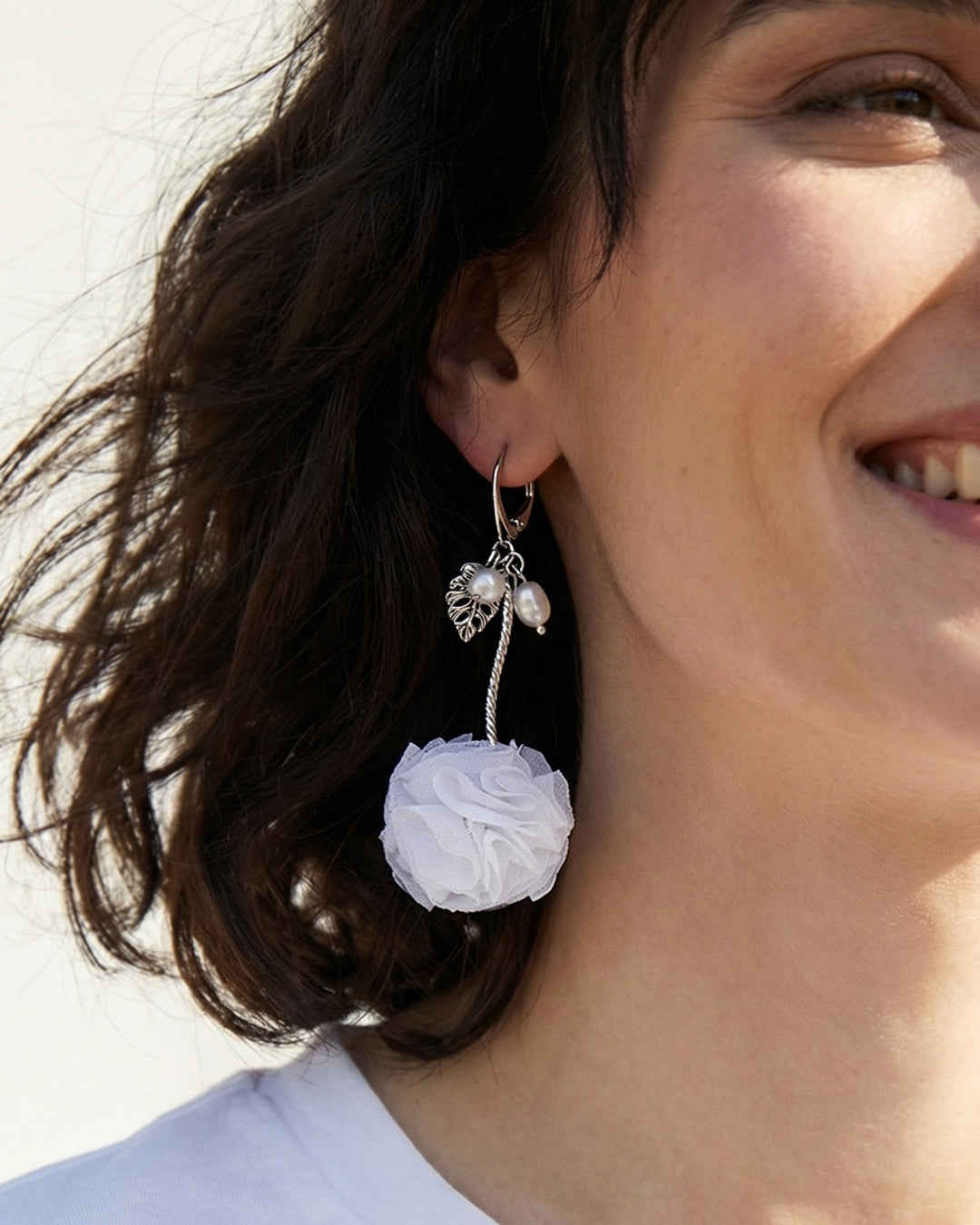 Pure Pom Pom - Cercei Florali, Perle Naturale