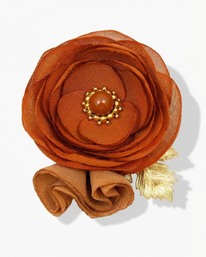 Pin Me Up Caramel - Brosa / Clama De Par Floare, Mac, Carneol