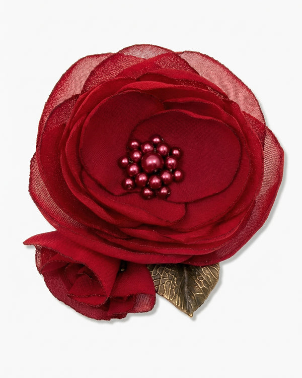 Pin Me Up Marsala - Brosa / Clama De Par Floare, Mac, Margele Shell Pearl