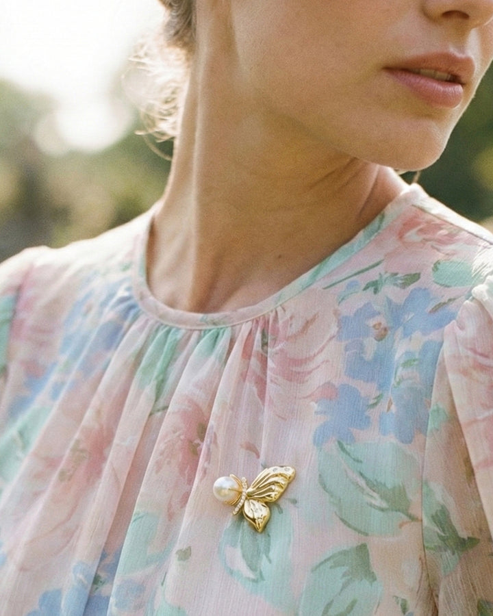 Dream Chaser - Brosa Fluturas, Perla Naturala, Cristale