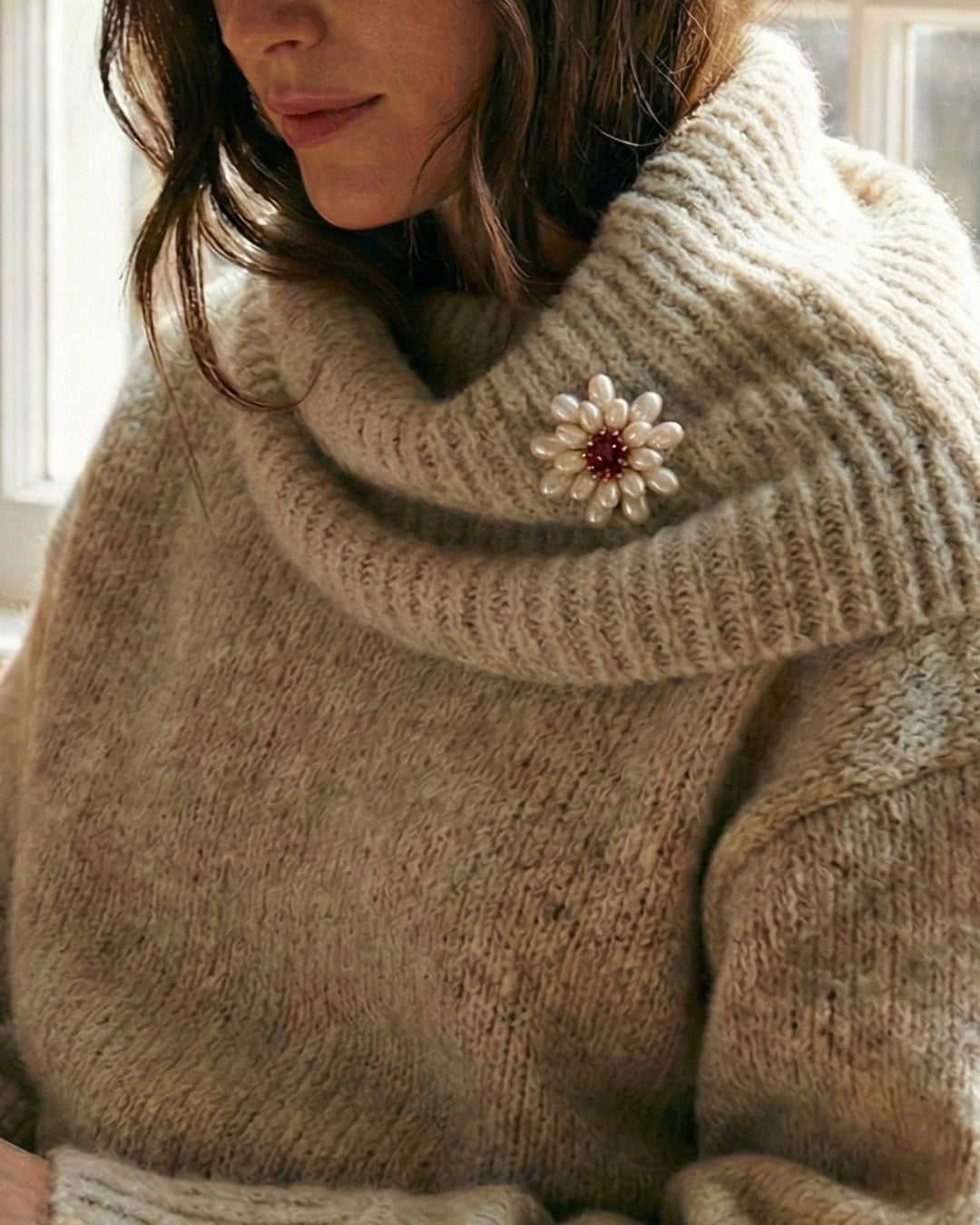 Pearly Fireworks - Brosa Statement, Piatra Carneol, Perle Naturale