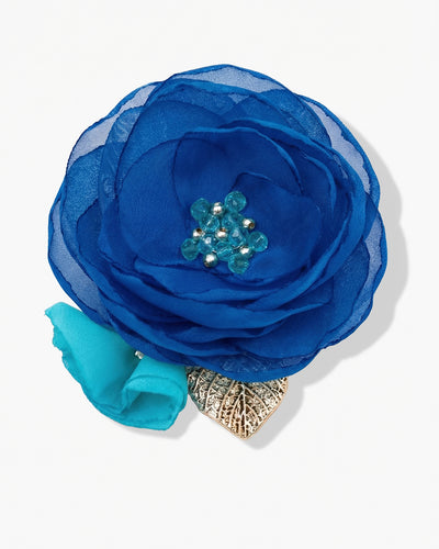 Pin Me Up Blue - Brosa / Clama De Par Floare, Mac, Cristale
