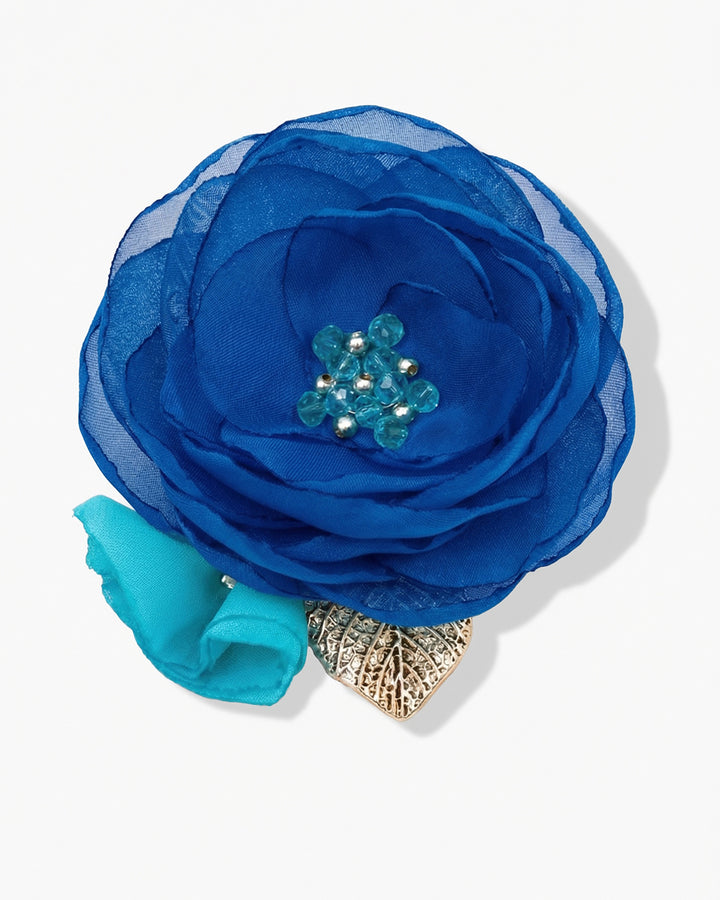 Pin Me Up Blue - Brosa / Clama De Par Floare, Mac, Cristale