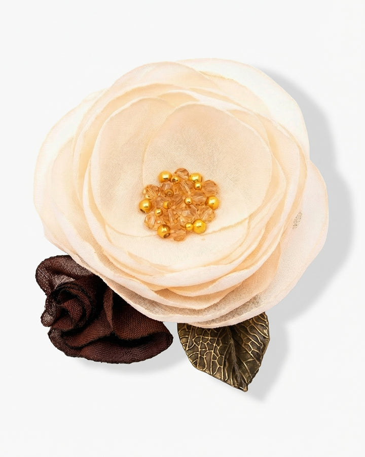 Pin Me Up Nude - Brosa / Clama De Par Floare, Mac Nude, Cristale, Hematit