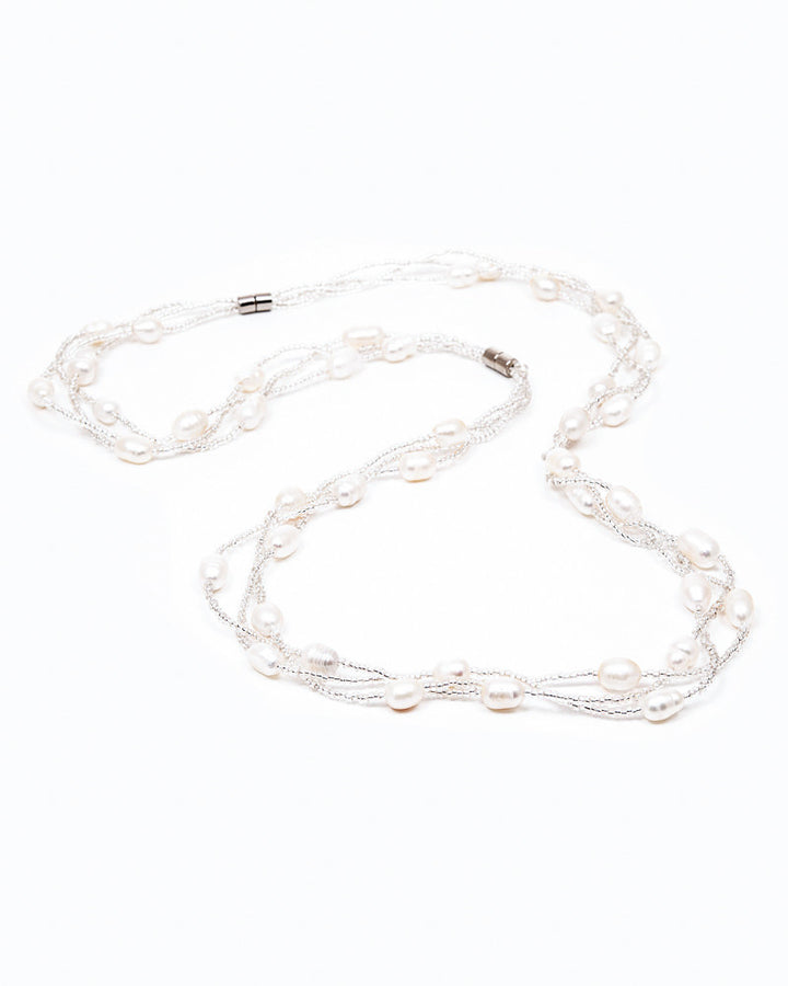 Pearl String - Set Perle Naturale De Cultura Albe (Colier Si Bratara)