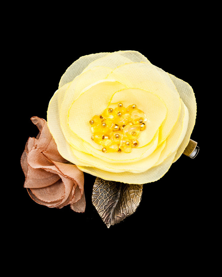Pin Me Up Gold - Brosa / Clama De Par Floare, Mac Galben, Citrin