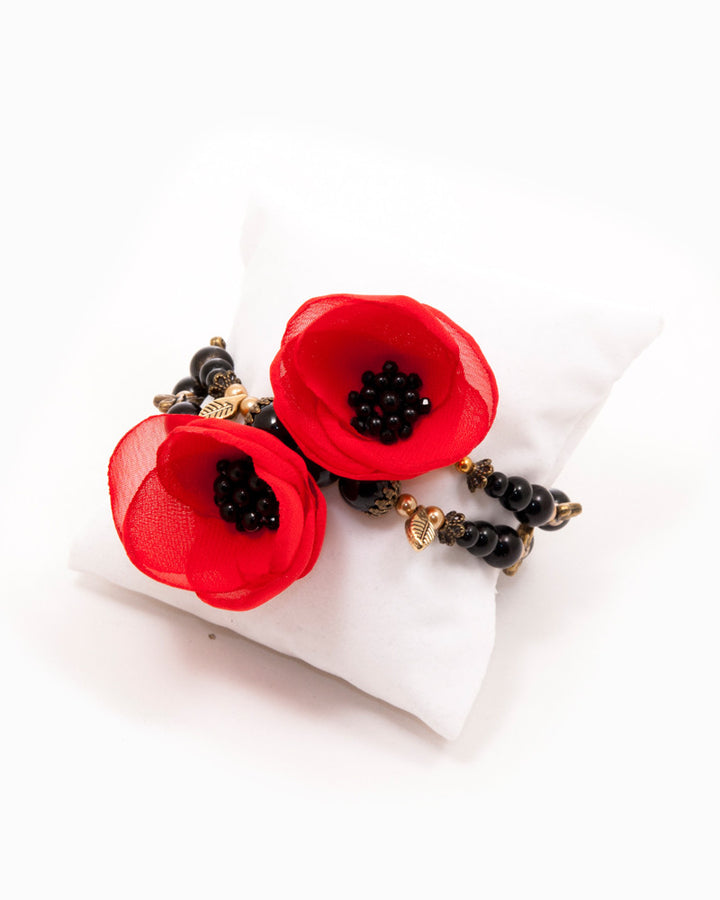 Poppy Embrace - Bratara Wrap Maci, Baza Otel Inoxidabil