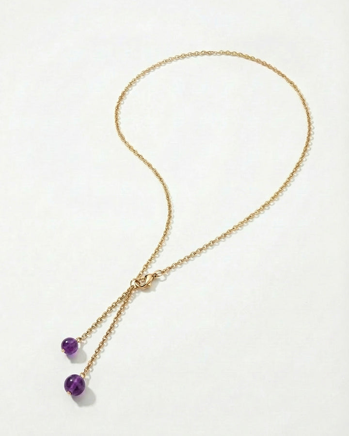 Galaxy Poppy - Set Brosa-Pandantiv Mac Violet, Cu Colier Lant Si Ametist