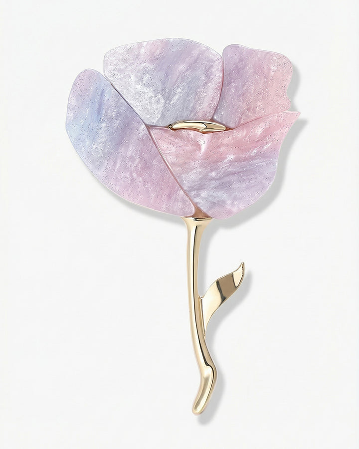 Galaxy Poppy - Set Brosa-Pandantiv Mac Violet, Cu Colier Lant Si Ametist