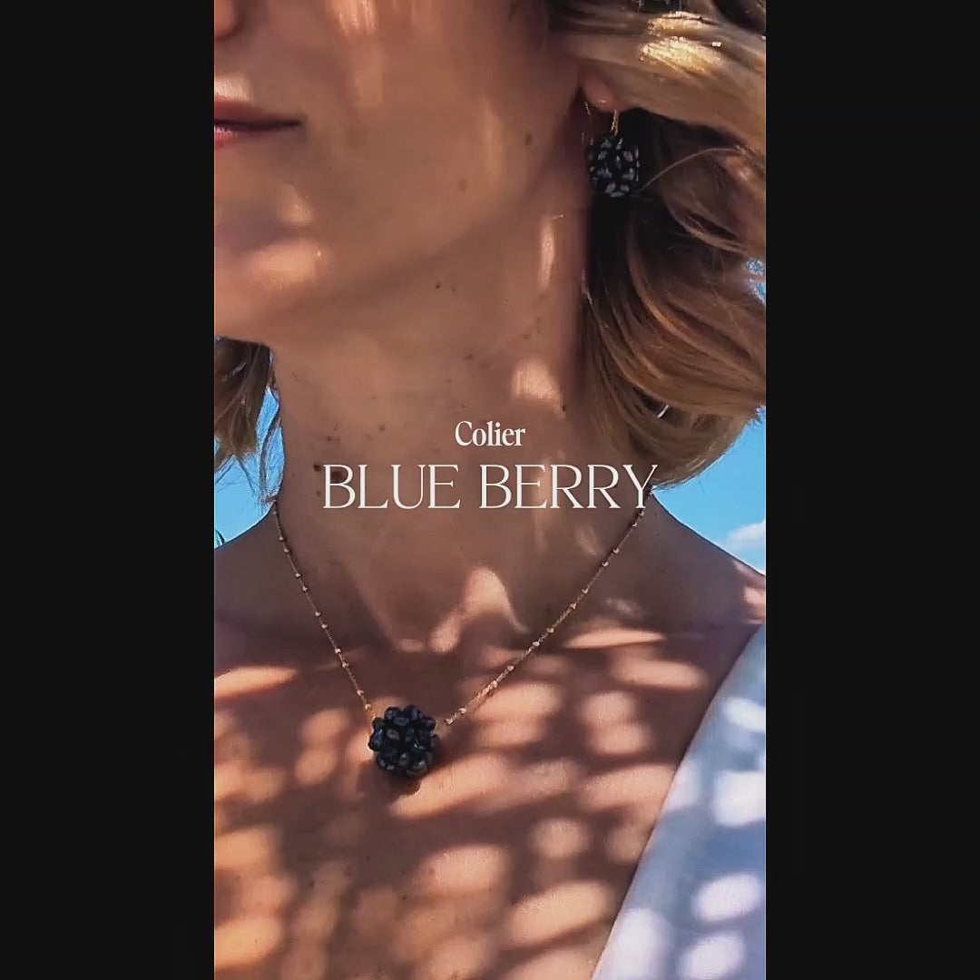Blue Berry - Colier, Perle Naturale Albastre