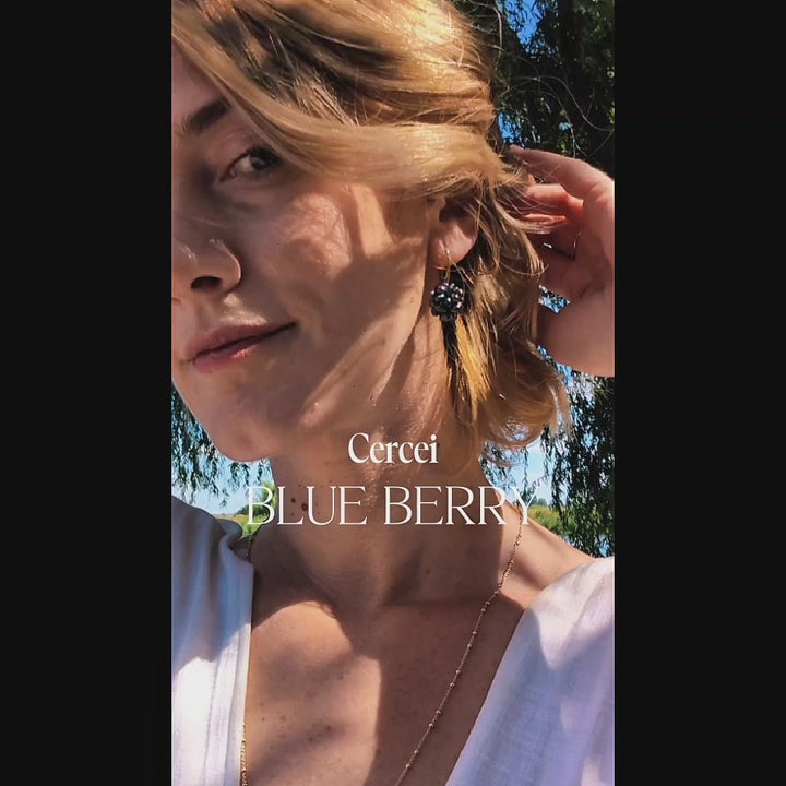Blue Berry - Cercei, Perle Naturale Albastre