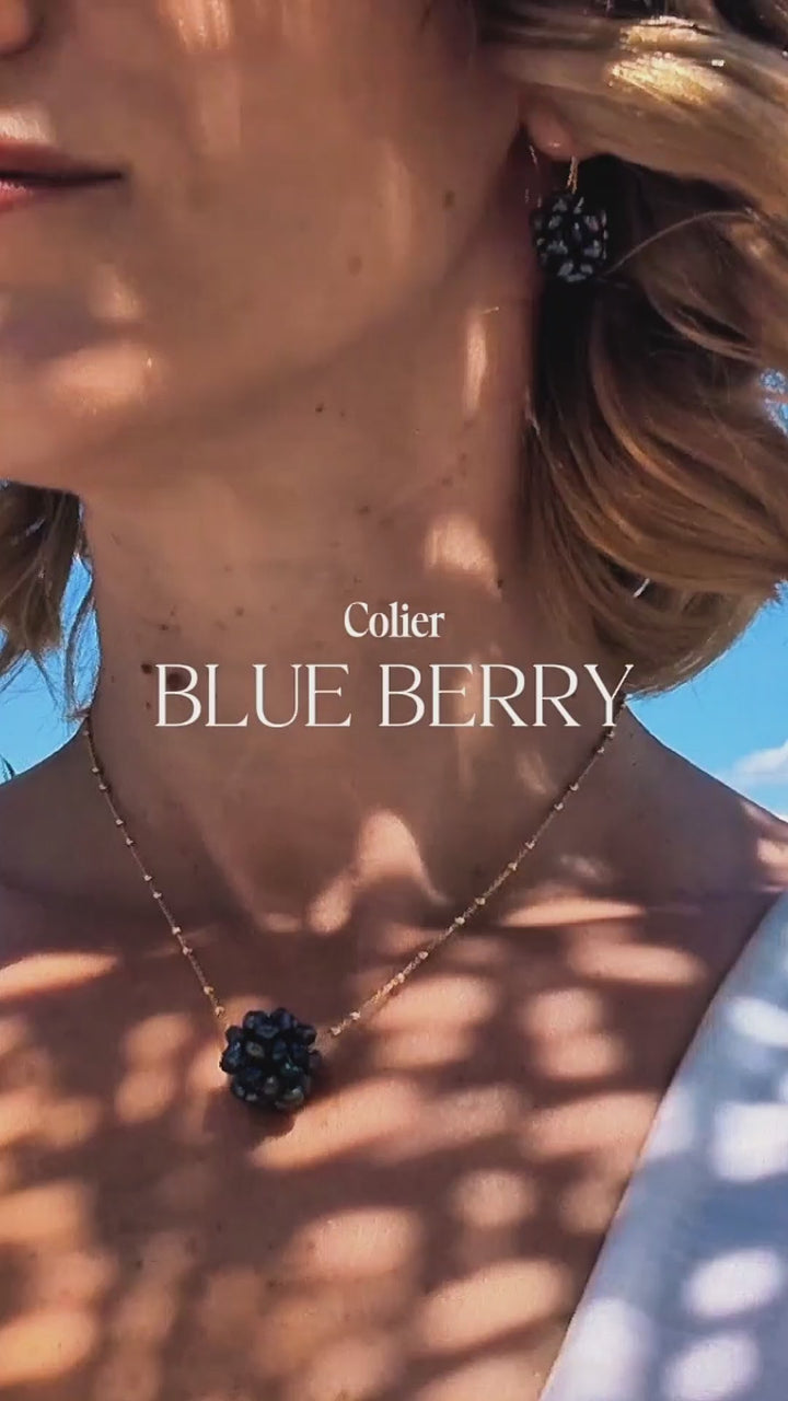 Blue Berry - Colier, Perle Naturale Albastre