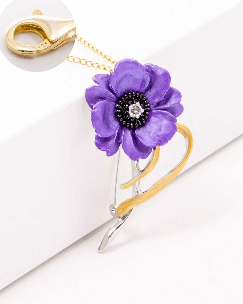 Purple Love - Brosa / Pandantiv Floare Violet, Carabina Arg 925