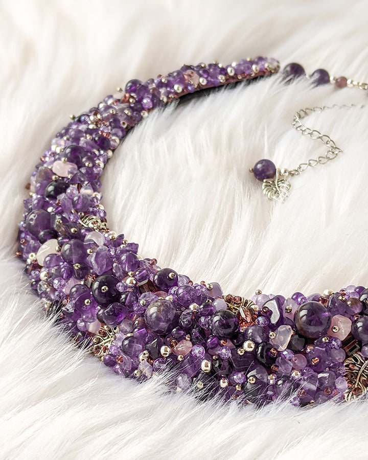 Sweet Lavender - Colier Statement, Ametist, Agate