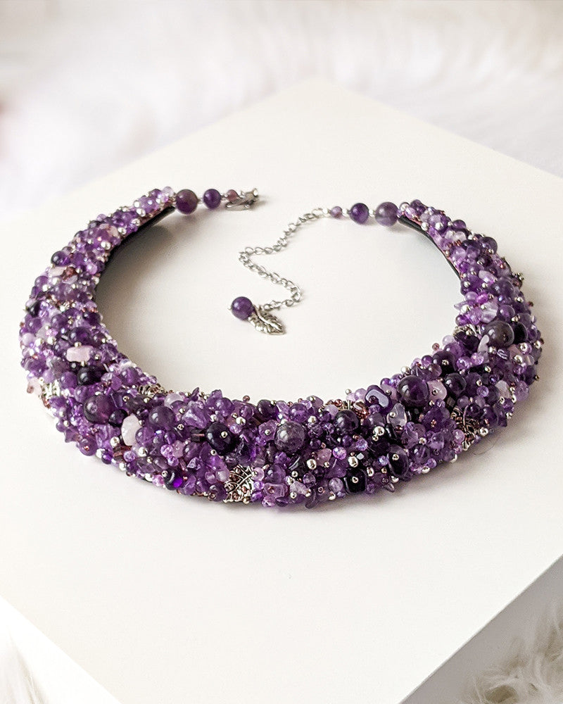 Sweet Lavender - Colier Statement, Ametist, Agate