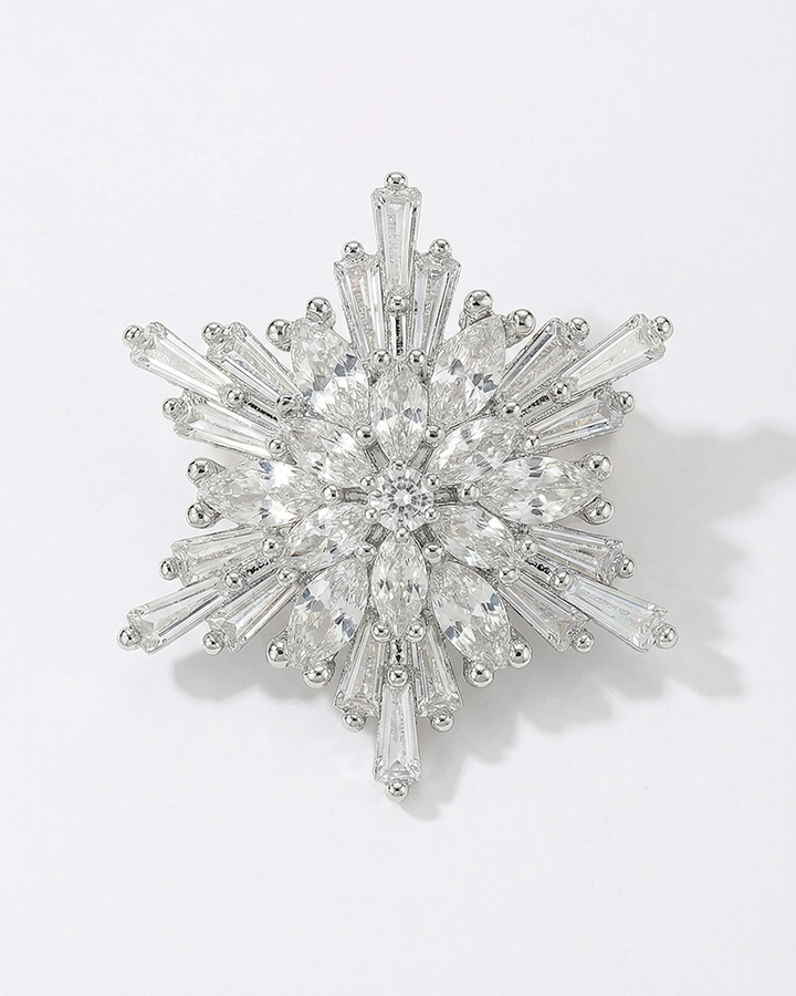 Silver Tiny Frost Star - Brosa Fulg de Nea Zirconia