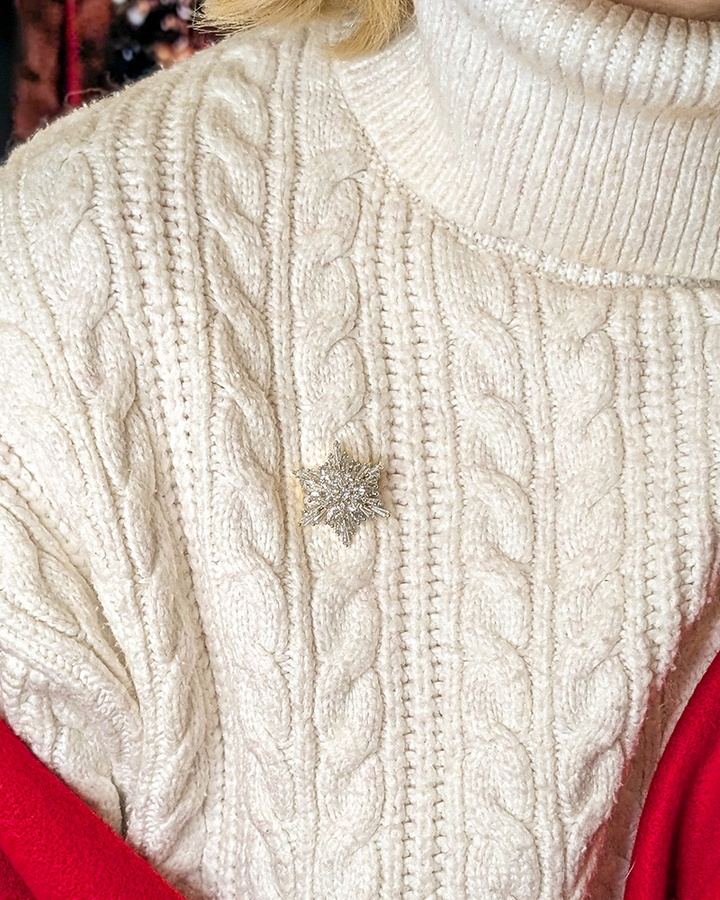 Silver Tiny Frost Star - Brosa Fulg de Nea Zirconia