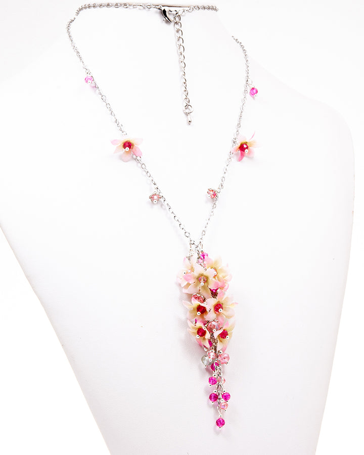 Vivid Pink Drop - Colier Lung Floral