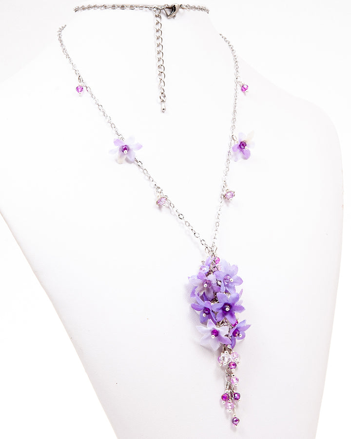 Vivid Purple Drop - Colier Lung Floral