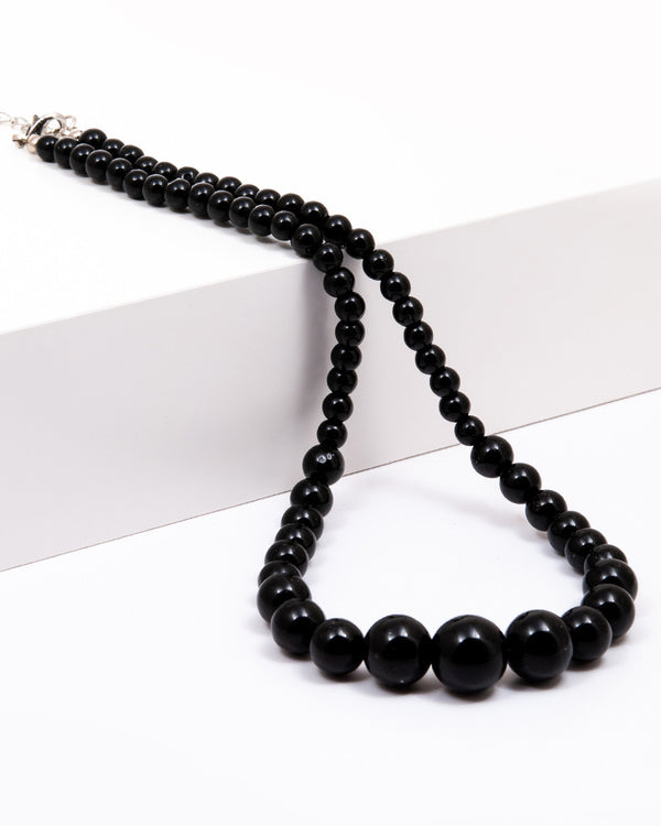 Simply Black - Colier Simplu, Onix Negru
