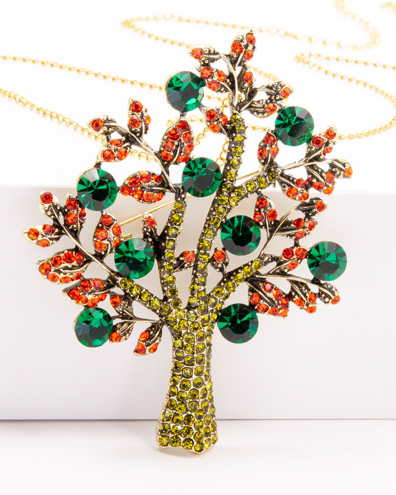 Tree Of Love - Brosa / Pandantiv Copacel Multicolor, Carabina Argint 925, Cristale Fatetate