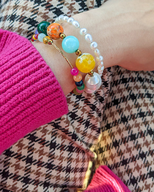 Be Gorgeous Embrace - Bratara Wrap, Perle Naturale, Agate